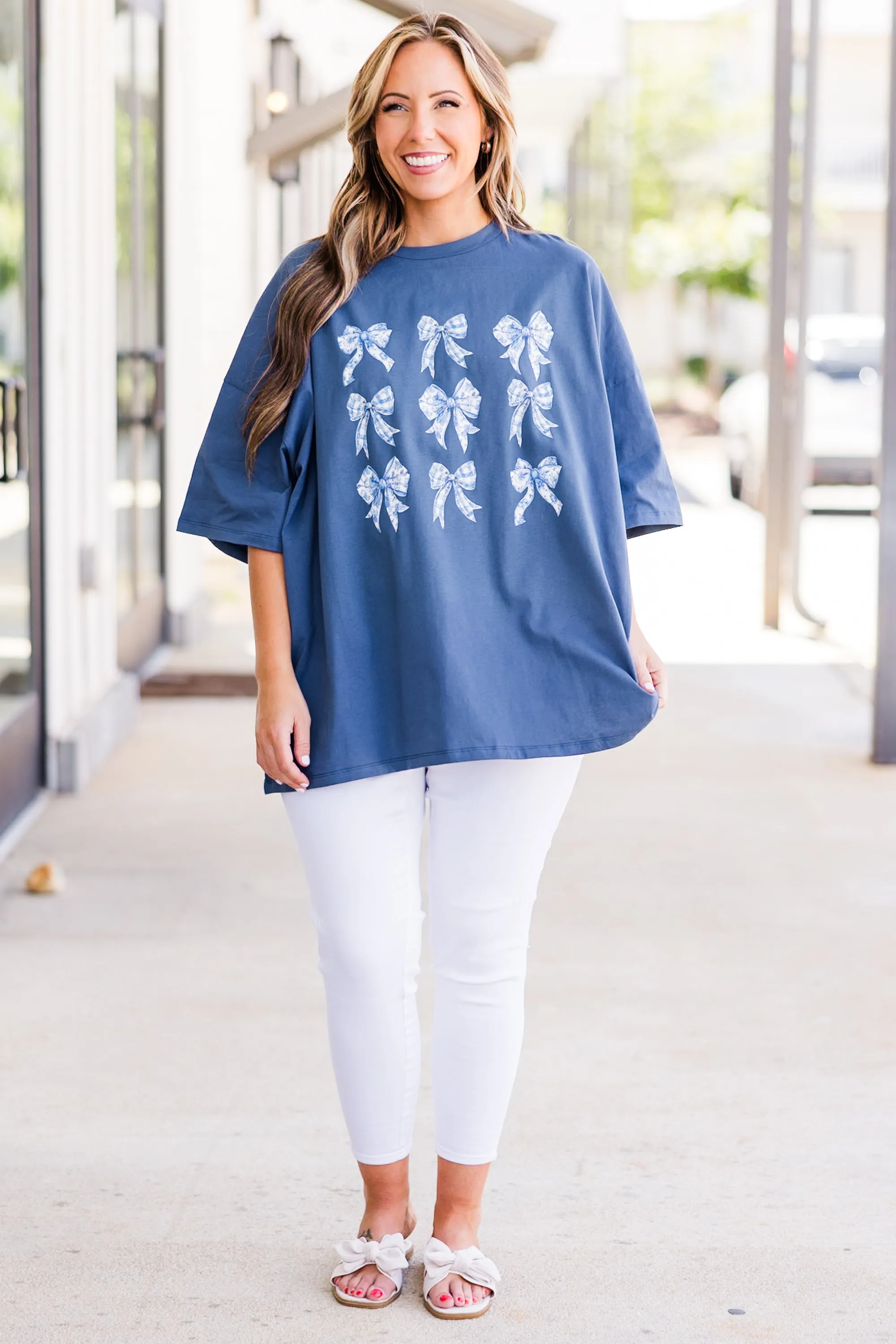 A Moment For The Bow Boyfriend Tee, Navy