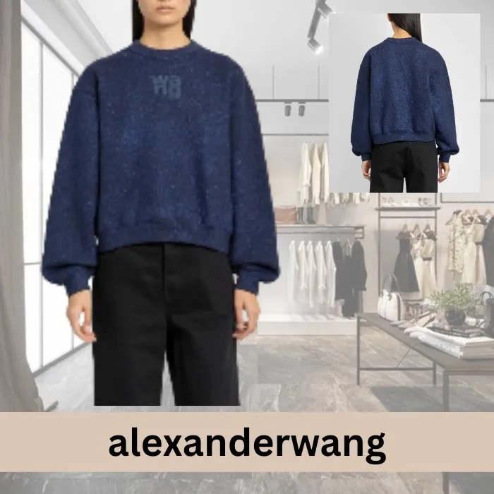 Alexander Wang  |Street Style Long Sleeves Plain Oversized Logo