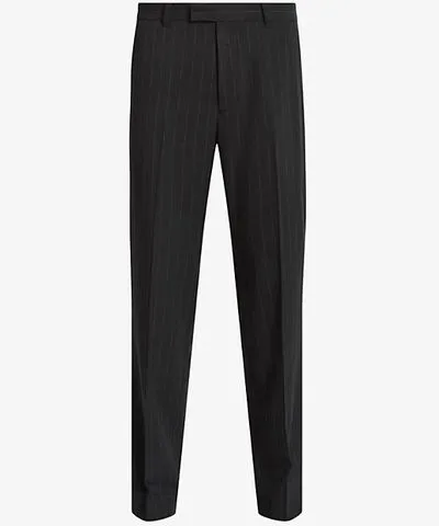 Allsaints Mens Black Heddon tailored-fit straight-leg pinstripe stretch recycled-polyester trousers