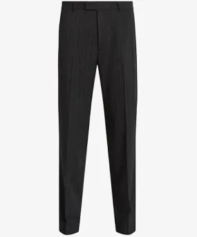 Allsaints Mens Black Heddon tailored-fit straight-leg pinstripe stretch recycled-polyester trousers