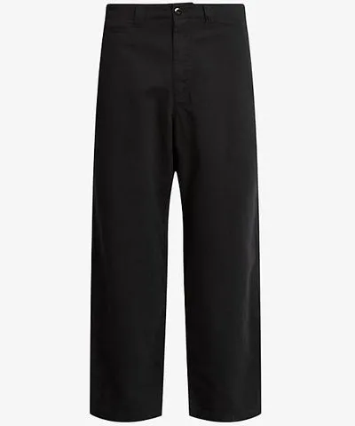 Allsaints Mens Koto Black Warden wide-leg mid-rise organic-cotton trousers