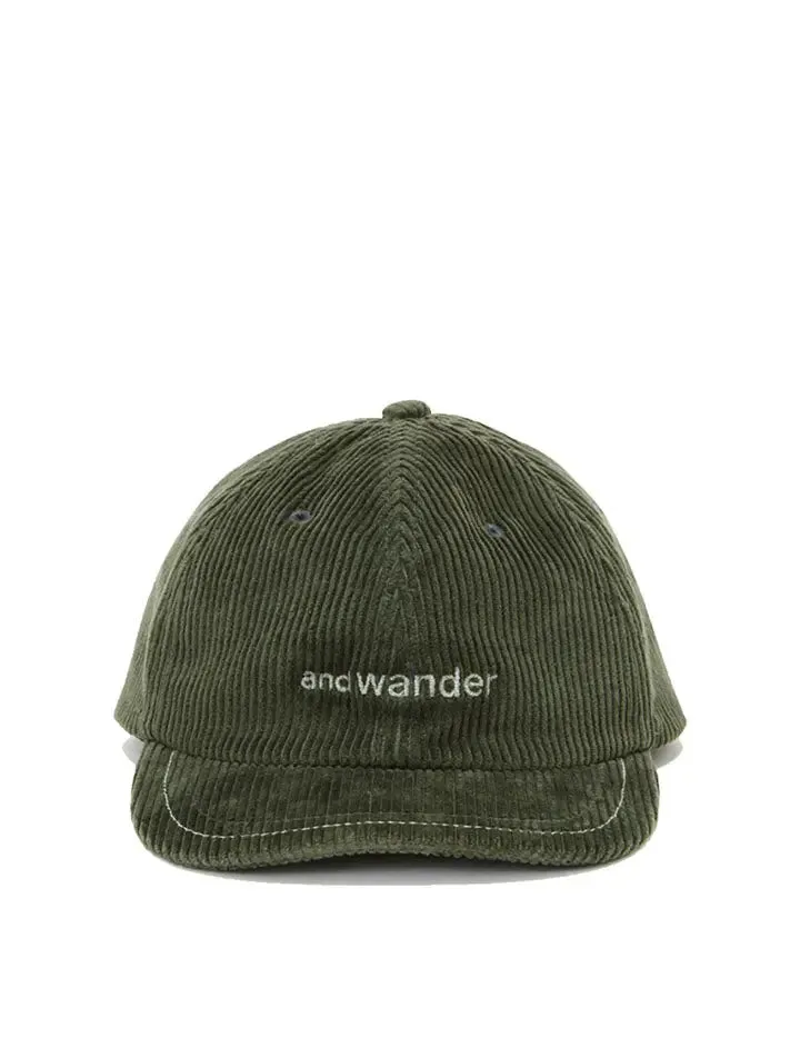 And Wander Corduroy Cap Green