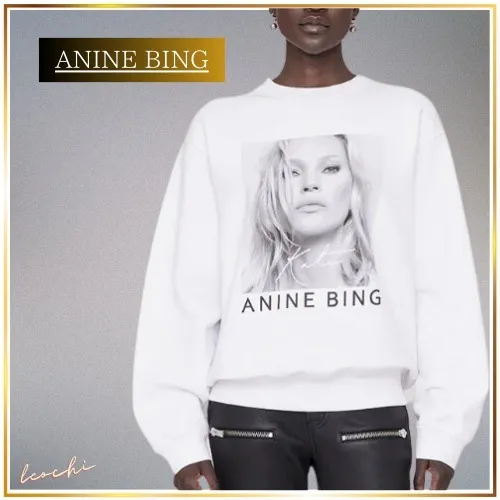 ANINE BING  |Crew Neck Street Style Long Sleeves Cotton Oversized