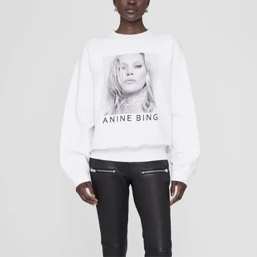 ANINE BING  |Crew Neck Street Style Long Sleeves Cotton Oversized