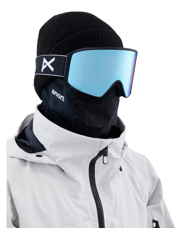 Anon M4 Cylindrical Low Bridge Snow Goggles + Bonus Lens + Mfi Face Mask - Black/Perceive Variable Blue Lens