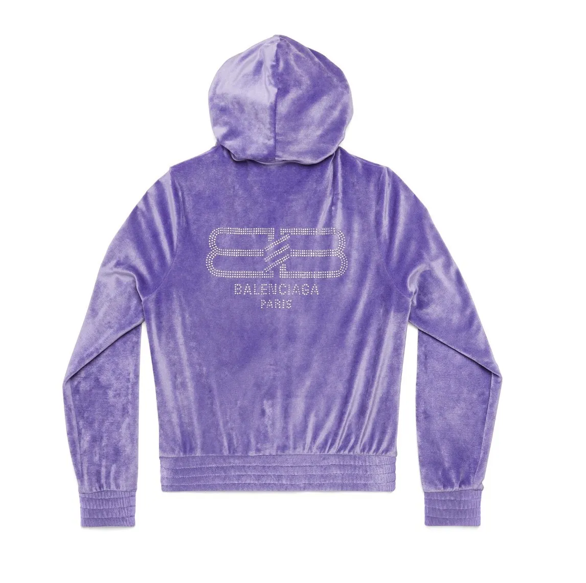 BALENCIAGA  |Women's Bb Paris Strass Zip-up Hoodie Fitted in Lilac