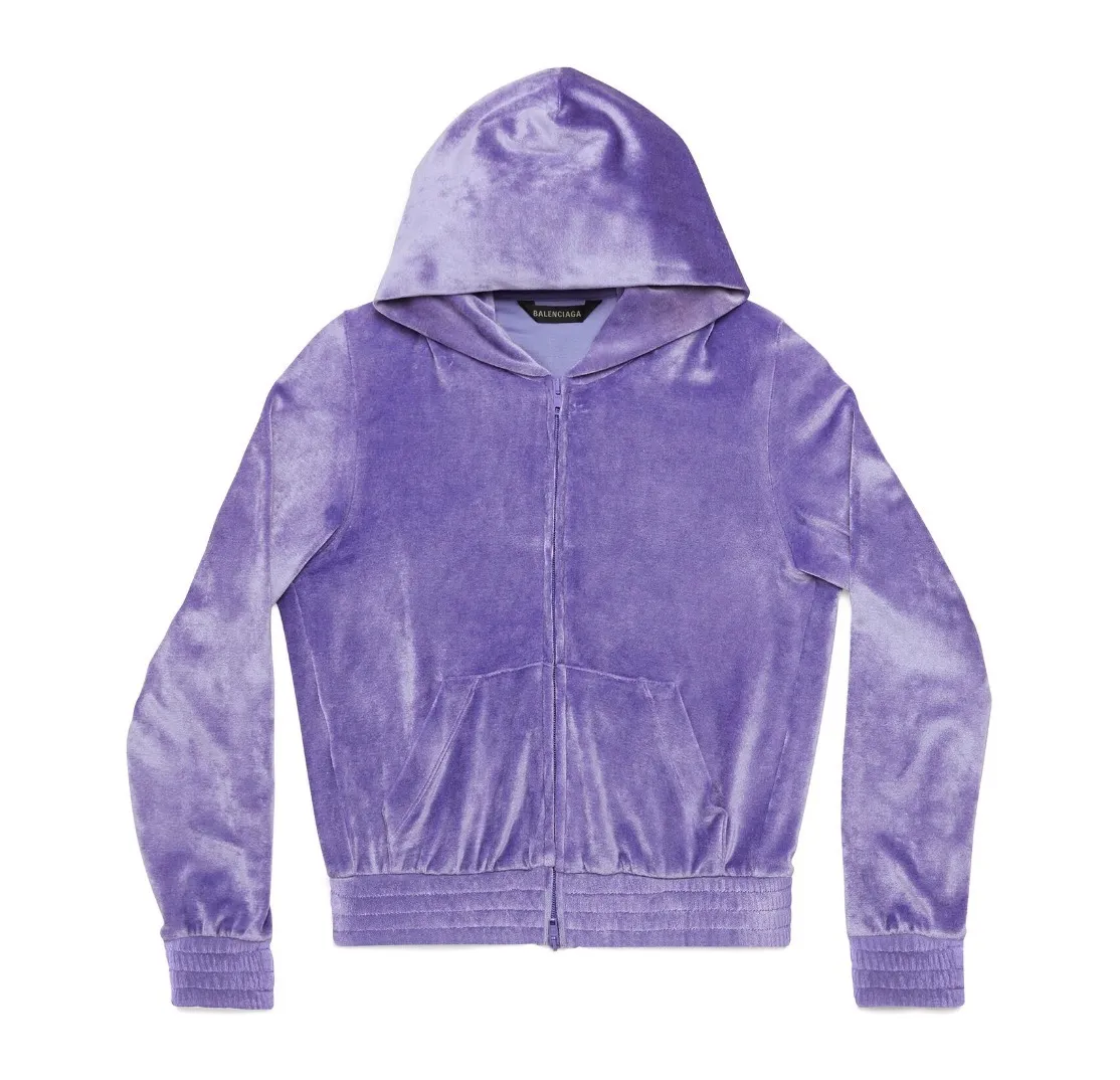 BALENCIAGA  |Women's Bb Paris Strass Zip-up Hoodie Fitted in Lilac