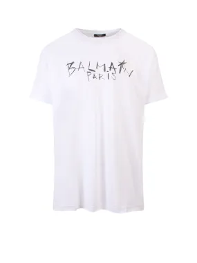 Balmain Graffiti Logo Print T-Shirt