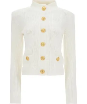 Balmain high-neck cardigan with embossed buttons