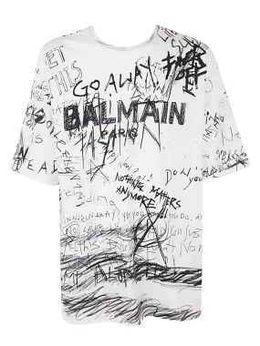 Balmain Oversized Go Away Printed T-Shirt