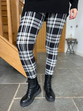 Black Checked Print Leggings