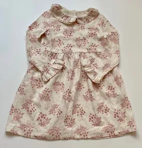 Bonpoint Cream And Pink Floral Wool Mix Dress With Collar: 12 Years