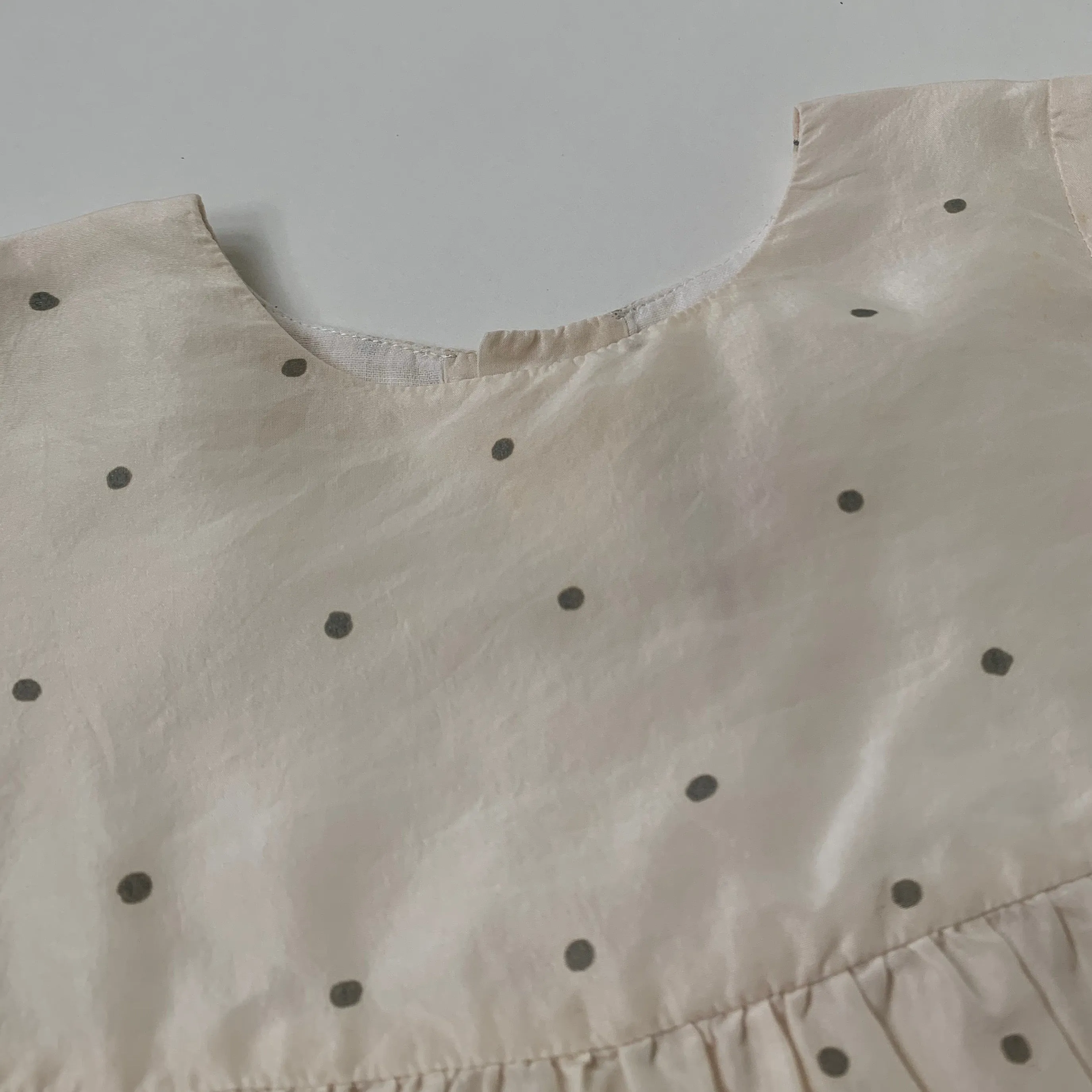 Bonpoint Cream Silk Polka Dot Dress: 18 Months