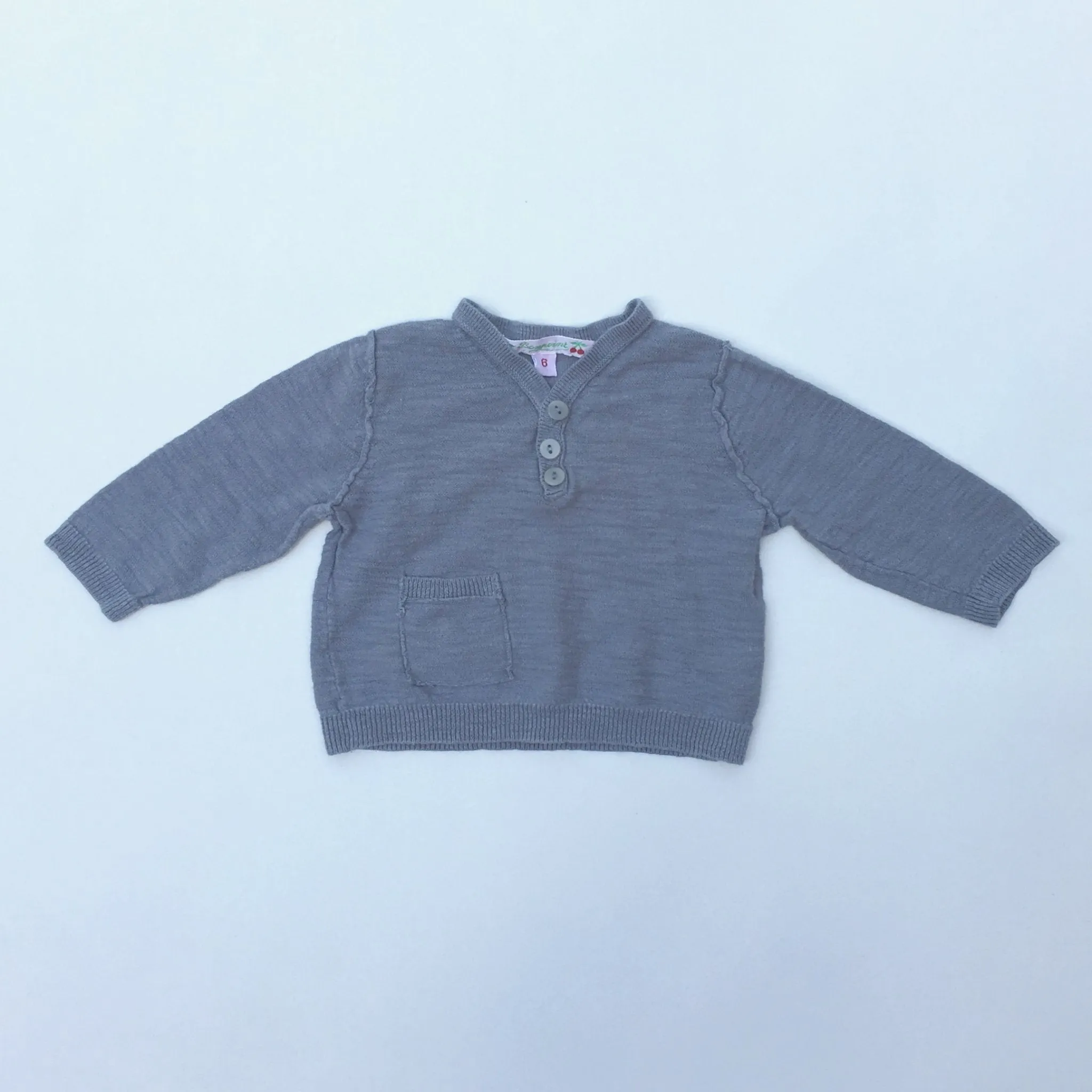 Bonpoint Grey Baby Cotton Knit: 6 Months