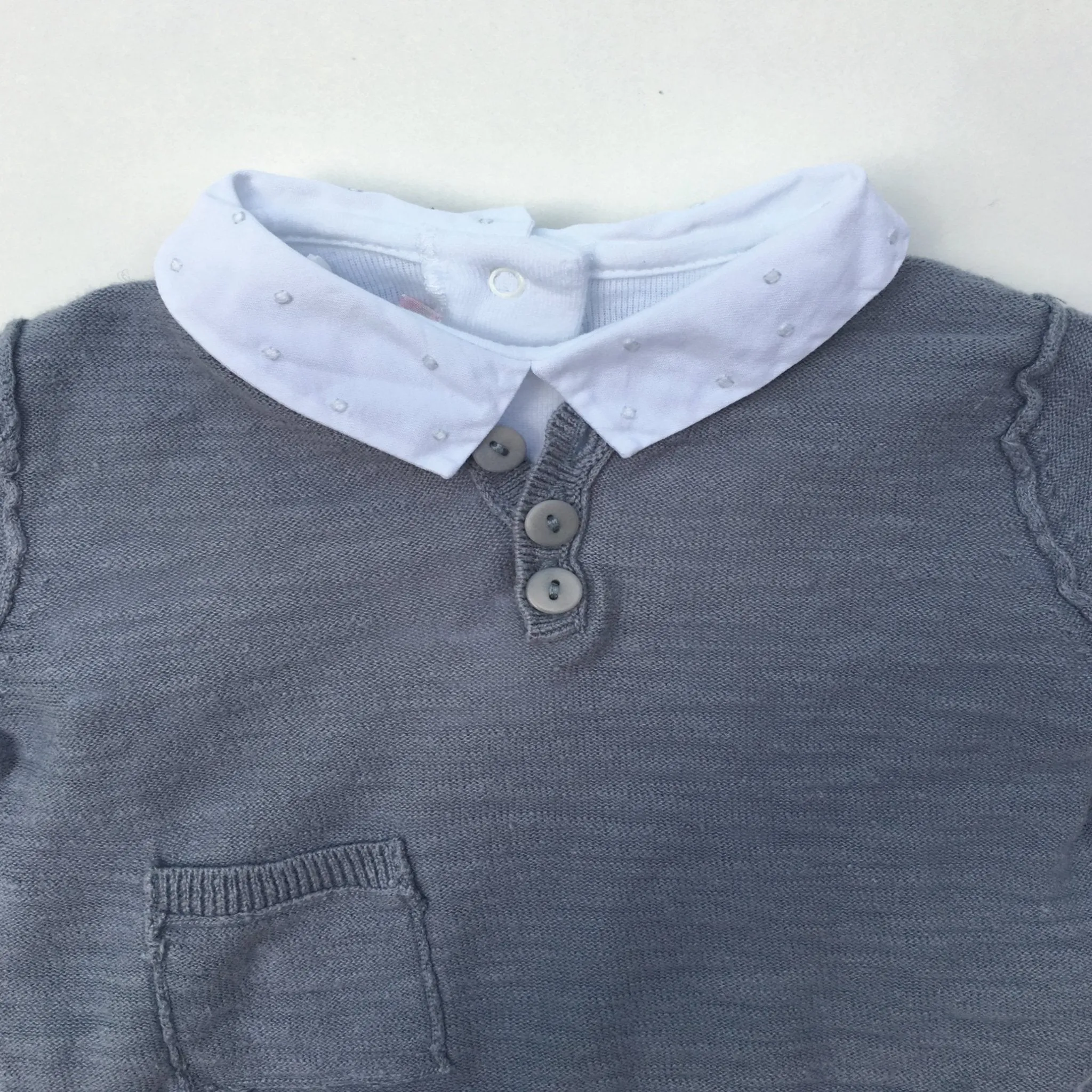 Bonpoint Grey Baby Cotton Knit: 6 Months