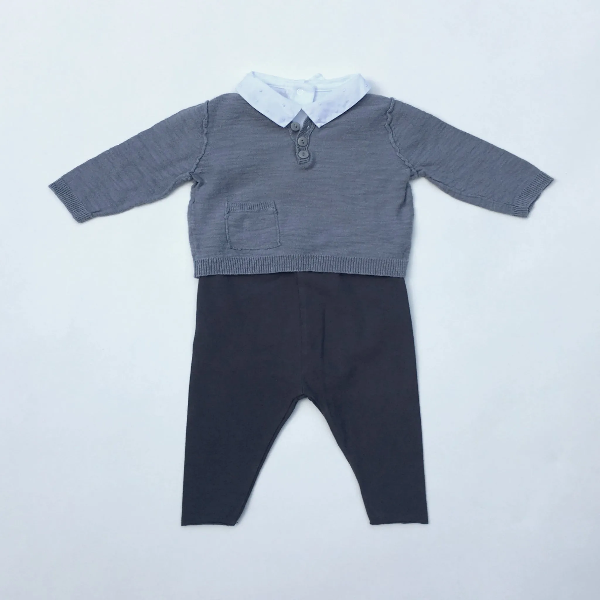 Bonpoint Grey Baby Cotton Knit: 6 Months