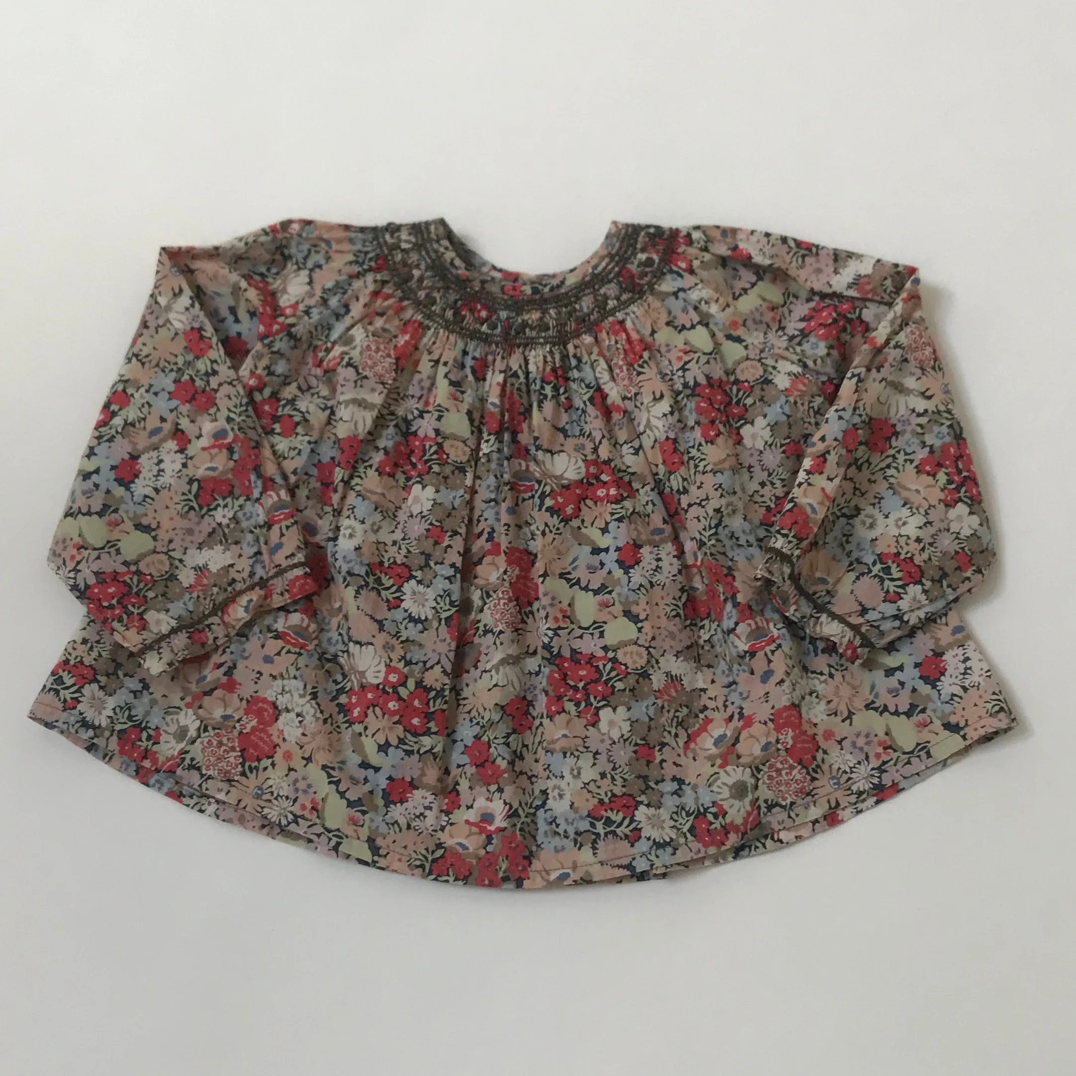 Bonpoint Liberty Print Smocked Blouse