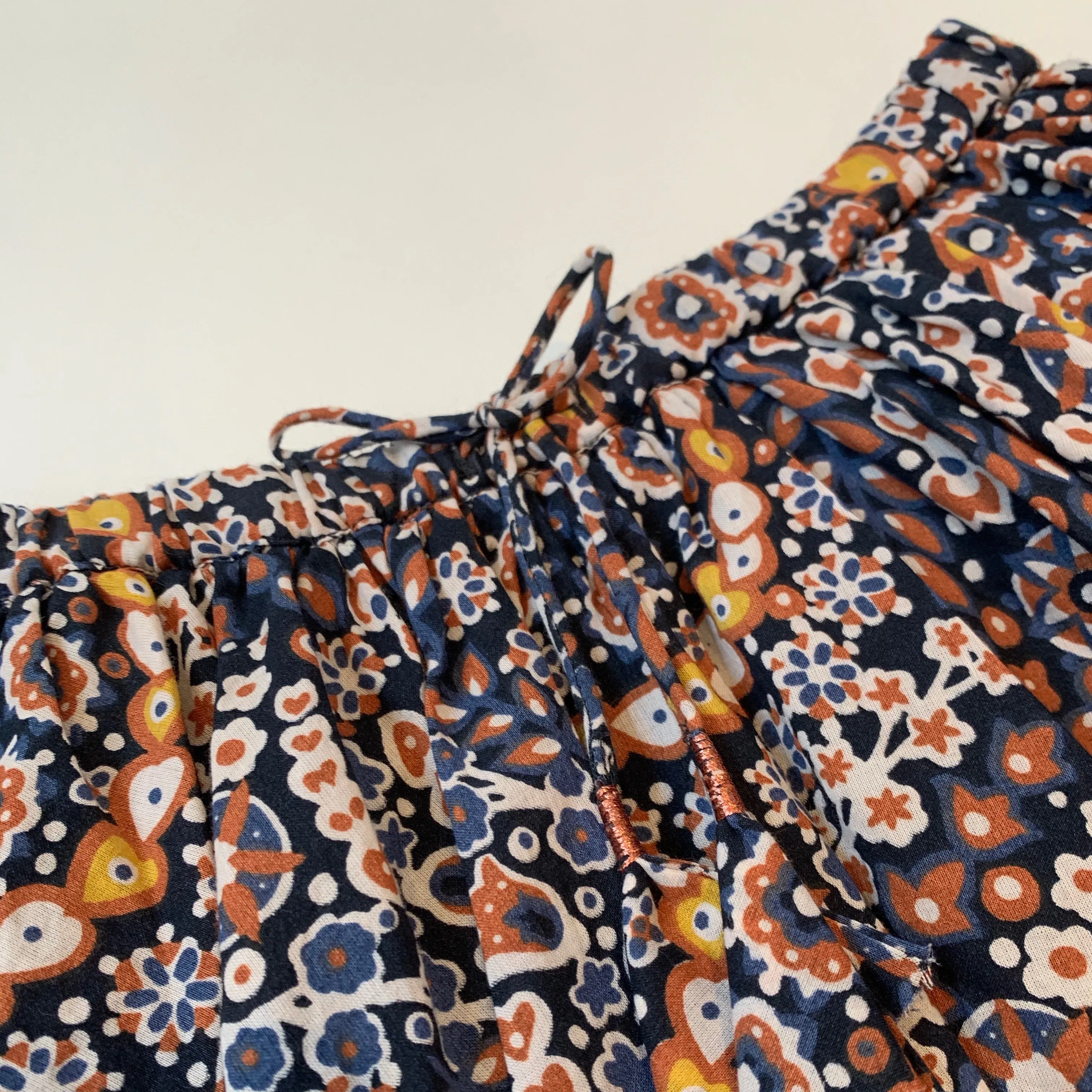 Bonpoint Navy Cotton Print Skirt : 6 Years