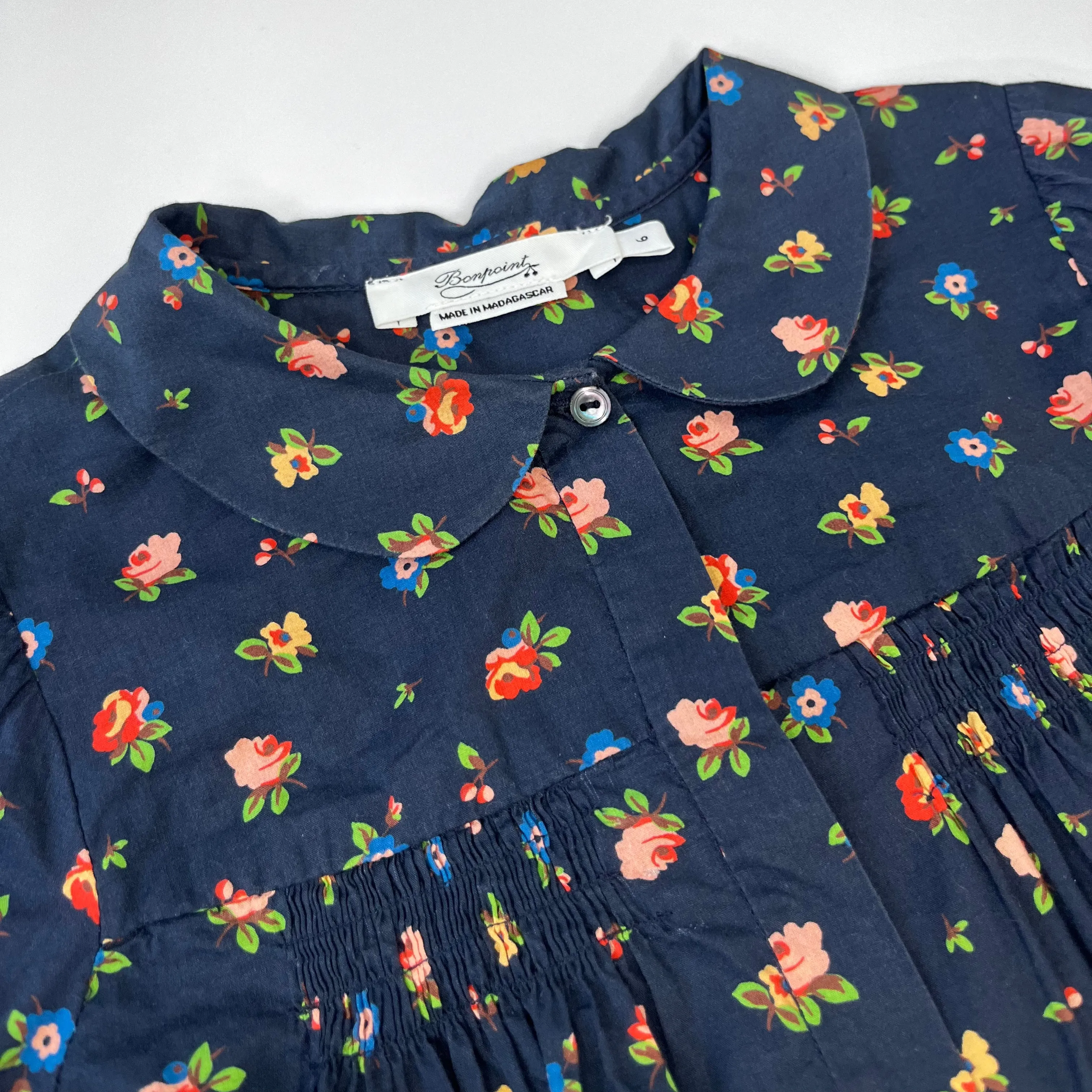 Bonpoint Navy Floral Blouse With Collar: 6 Years