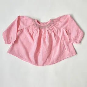 Bonpoint Pink And White Stripe Smocked Blouse