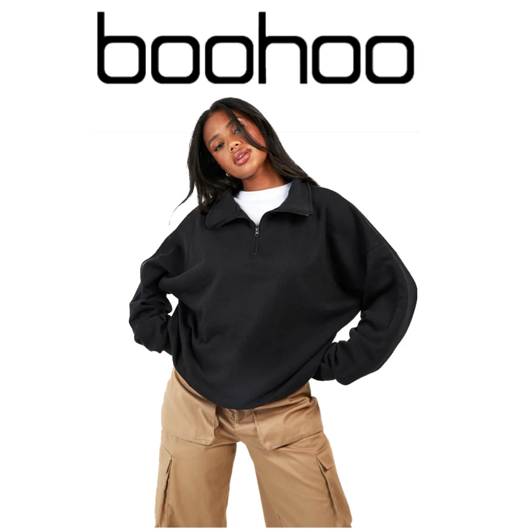 boohoo  |Unisex Street Style Long Sleeves Plain Oversized Logo