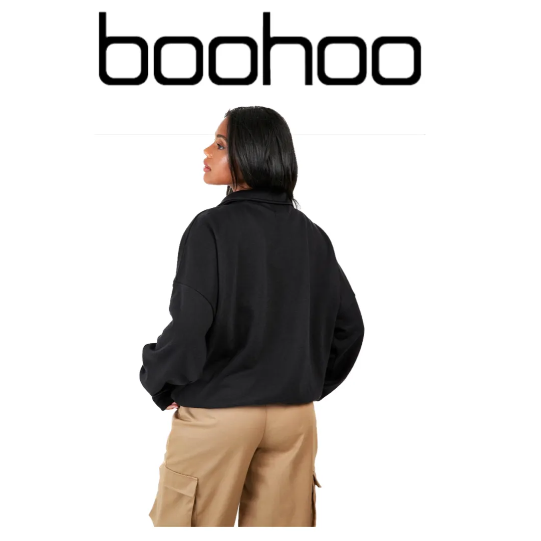 boohoo  |Unisex Street Style Long Sleeves Plain Oversized Logo