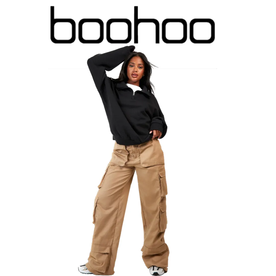 boohoo  |Unisex Street Style Long Sleeves Plain Oversized Logo