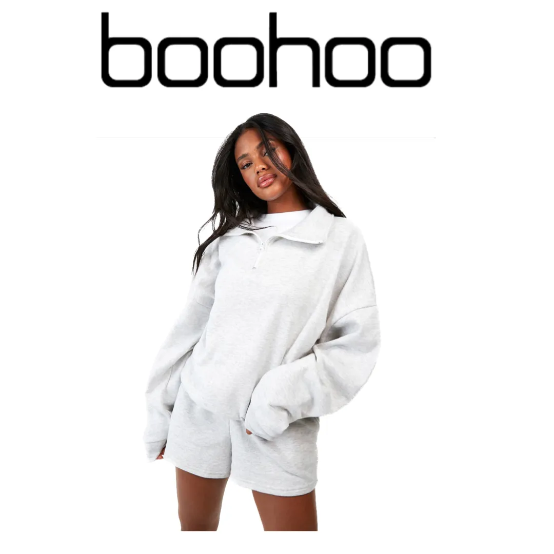 boohoo  |Unisex Street Style Long Sleeves Plain Oversized Logo