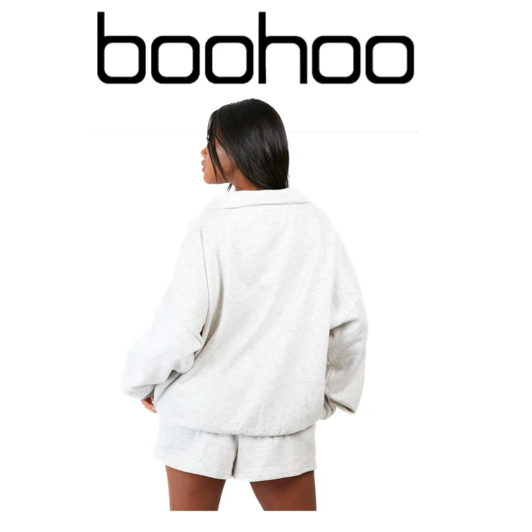 boohoo  |Unisex Street Style Long Sleeves Plain Oversized Logo