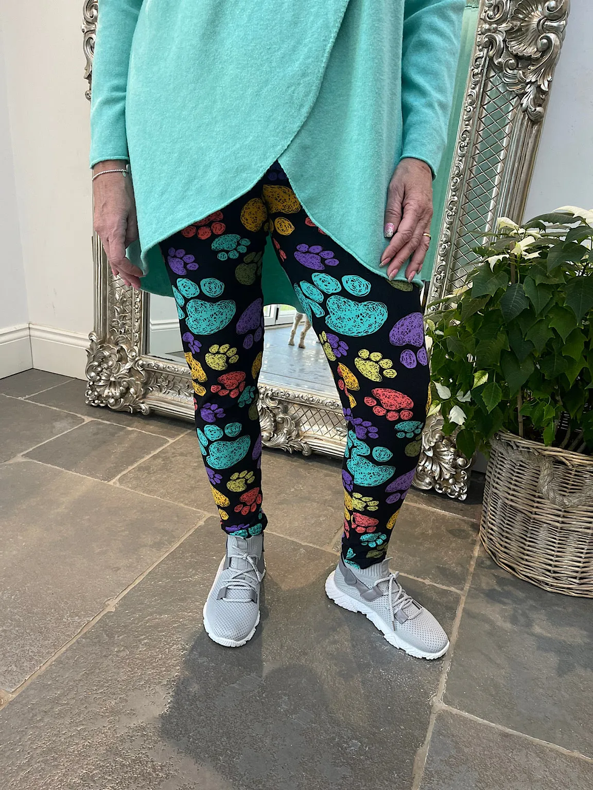 Bright Paw Print Leggings