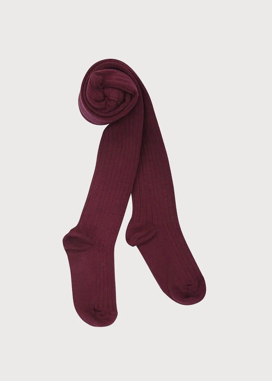 Burgundy Ribbed Tights (3mths-8yrs)