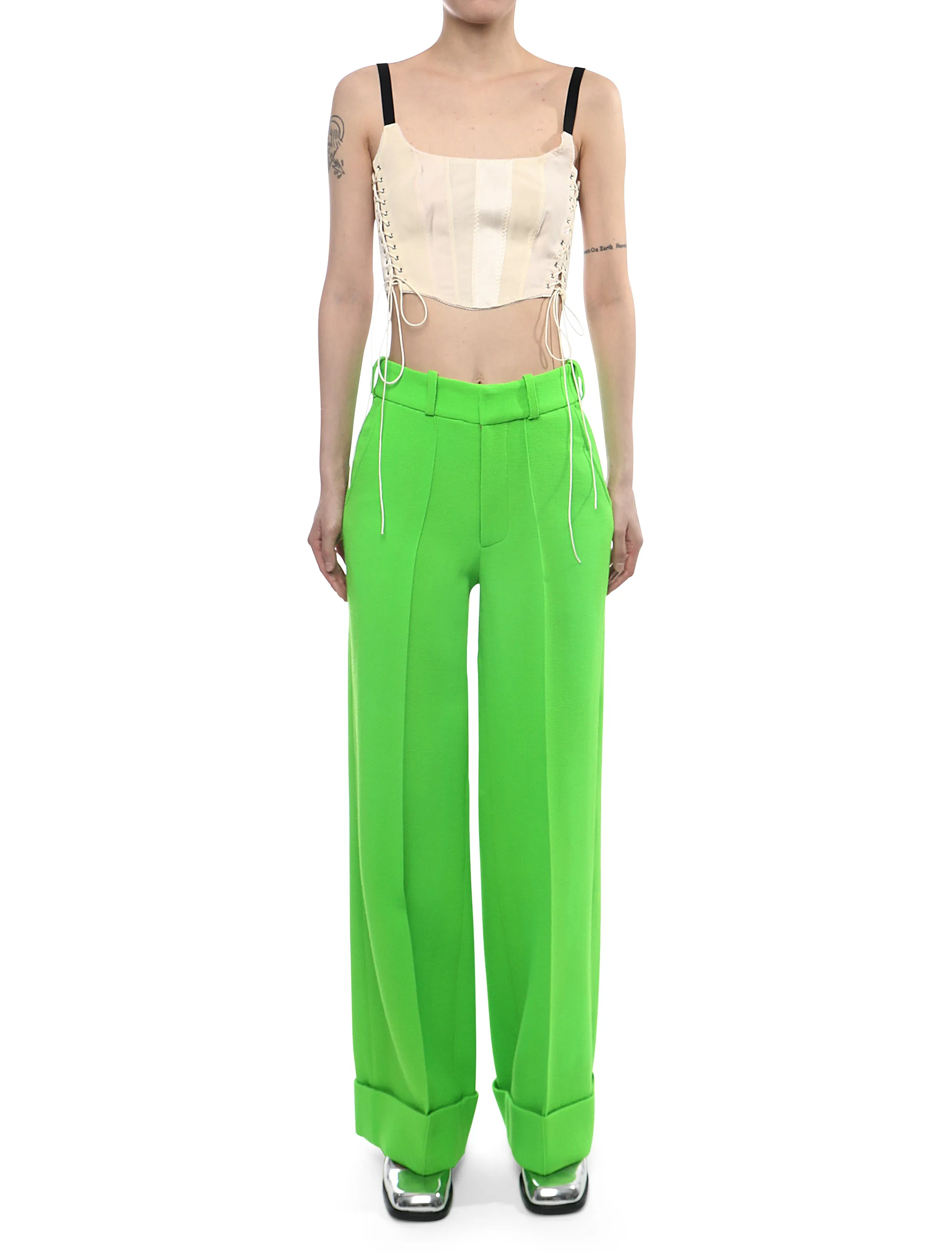 Christopher Kane Wide Leg Turn Up Trousers