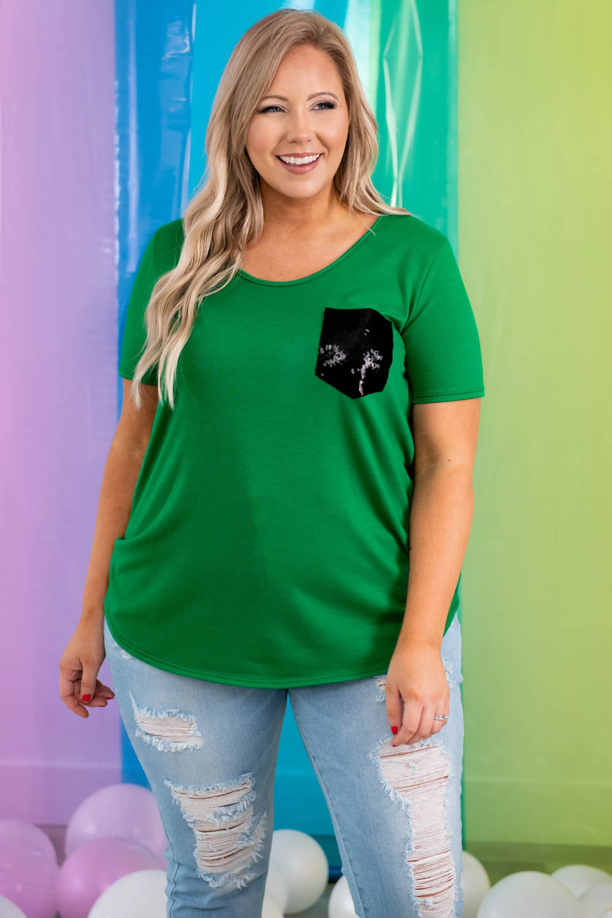 City Sparkles Top, Kelly Green