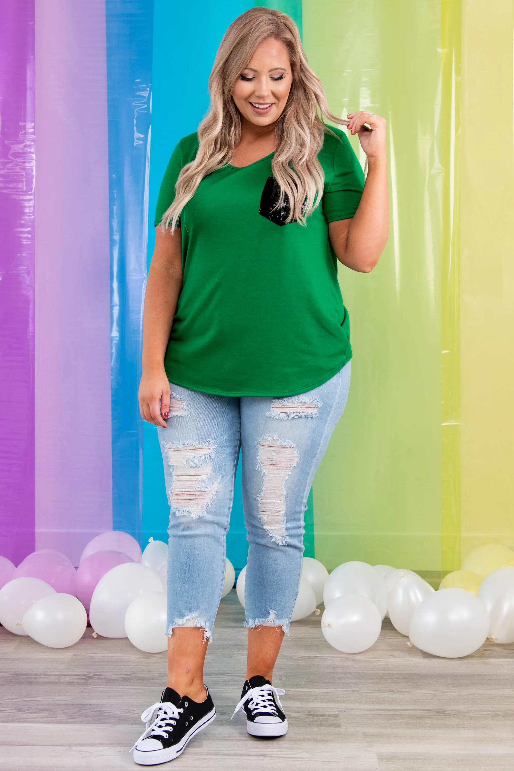 City Sparkles Top, Kelly Green