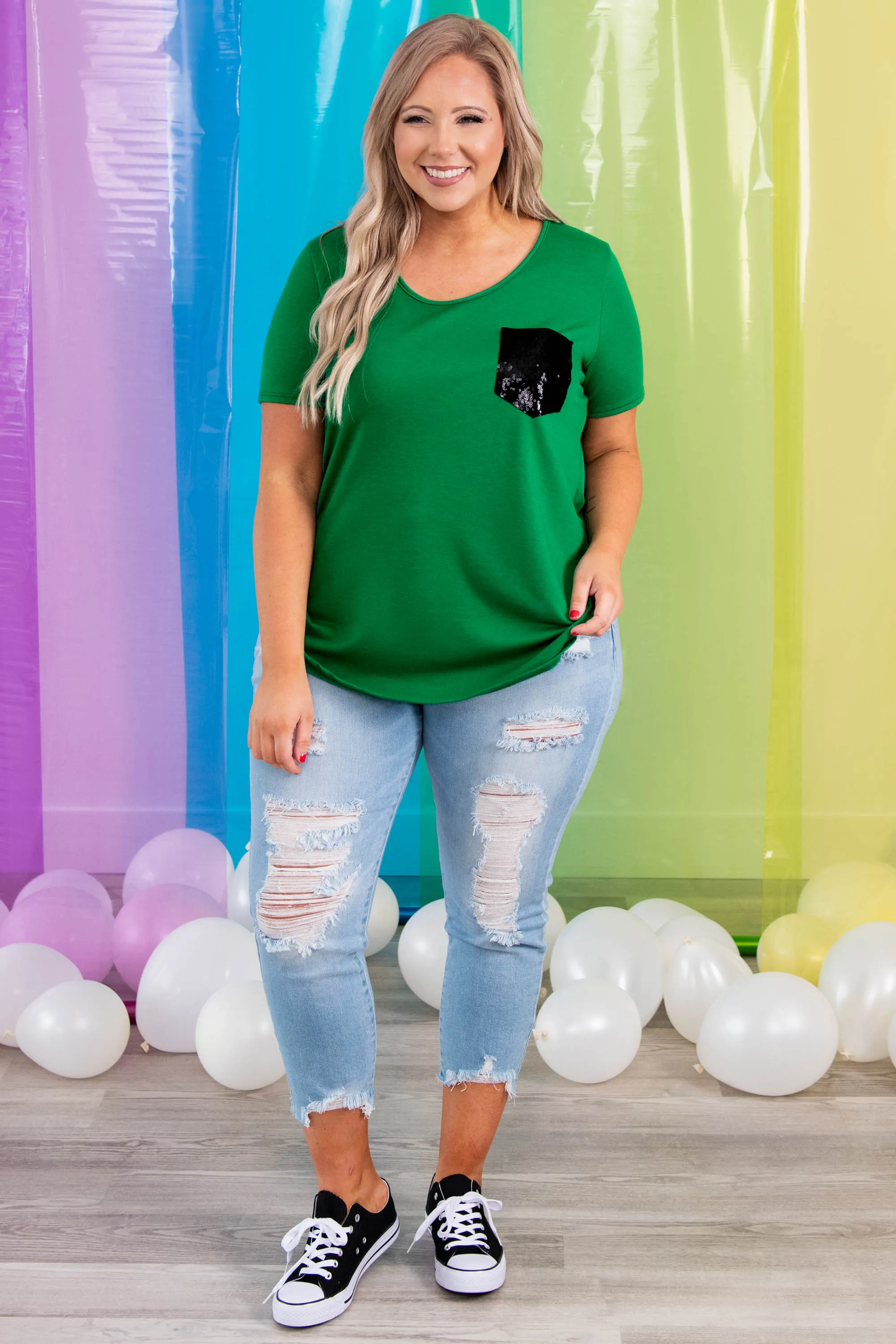 City Sparkles Top, Kelly Green