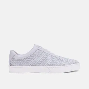 Cody White Woven Leather Lace up Sneakers