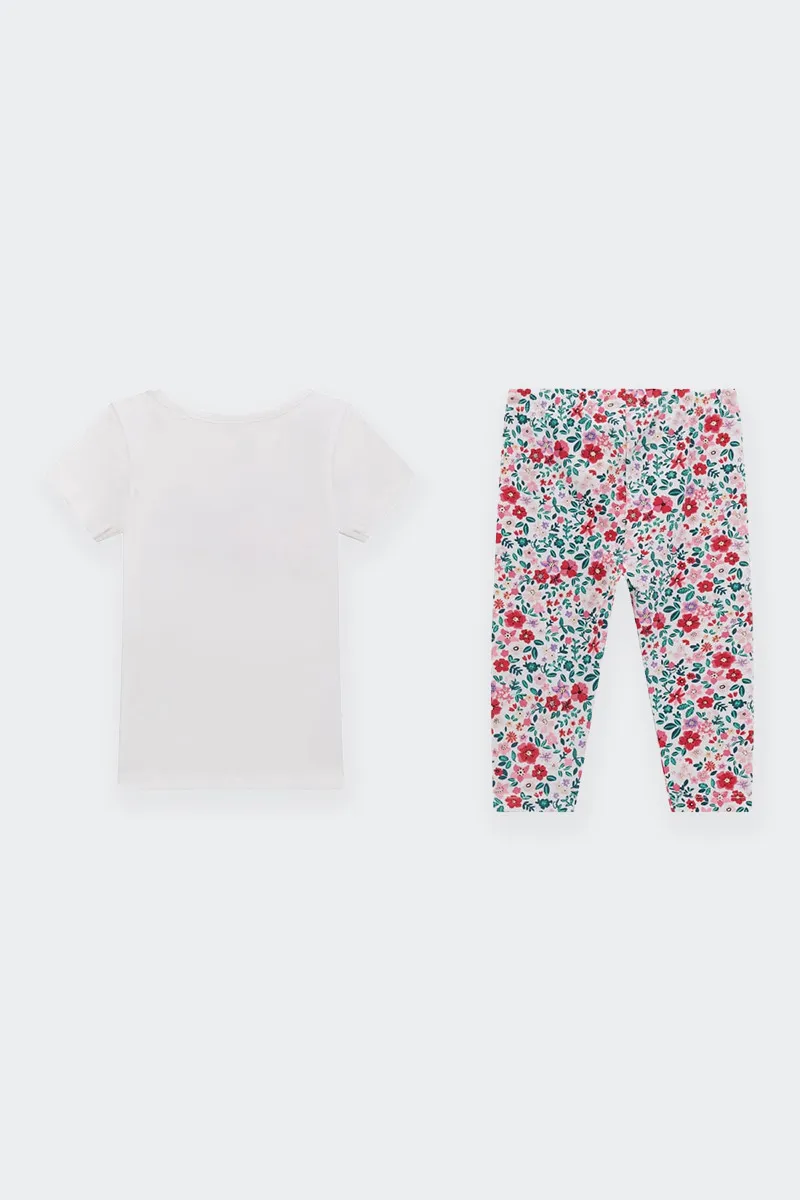 COMPLETO T-SHIRT E LEGGINGS FLOREALE NEONATO