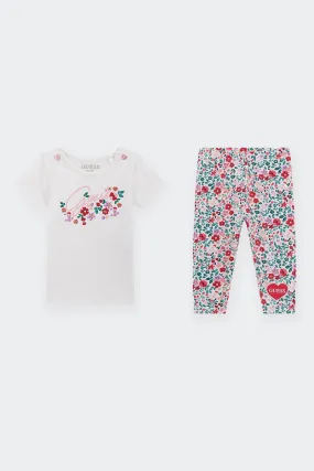 COMPLETO T-SHIRT E LEGGINGS FLOREALE NEONATO