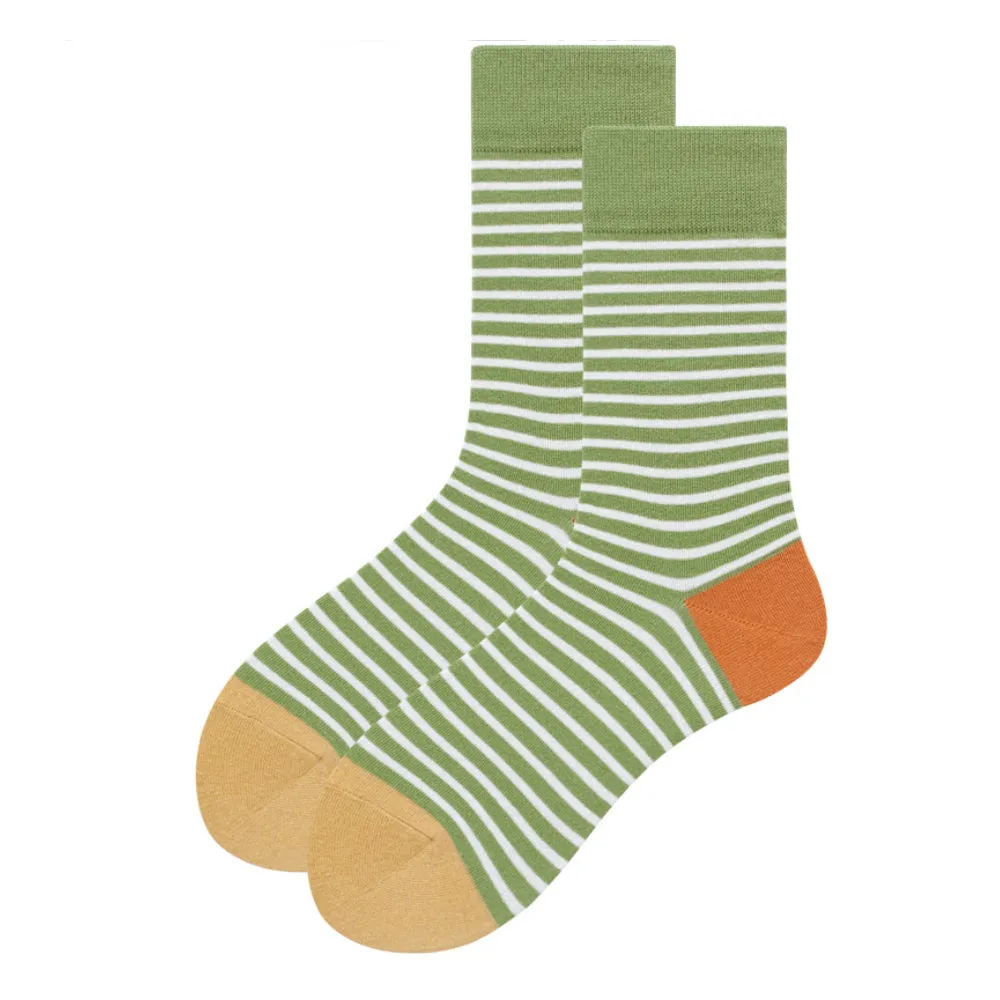 Crew Socks | French Stripes | Green