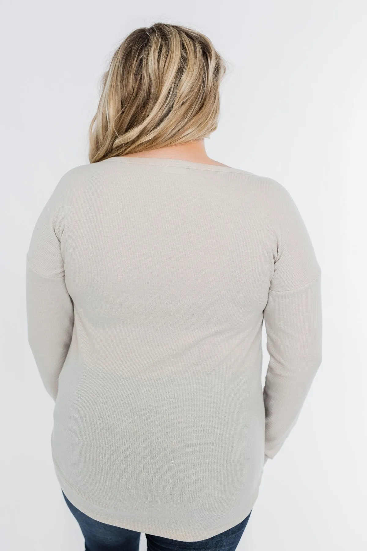 Dashing Through The Snow Thermal Top- Beige