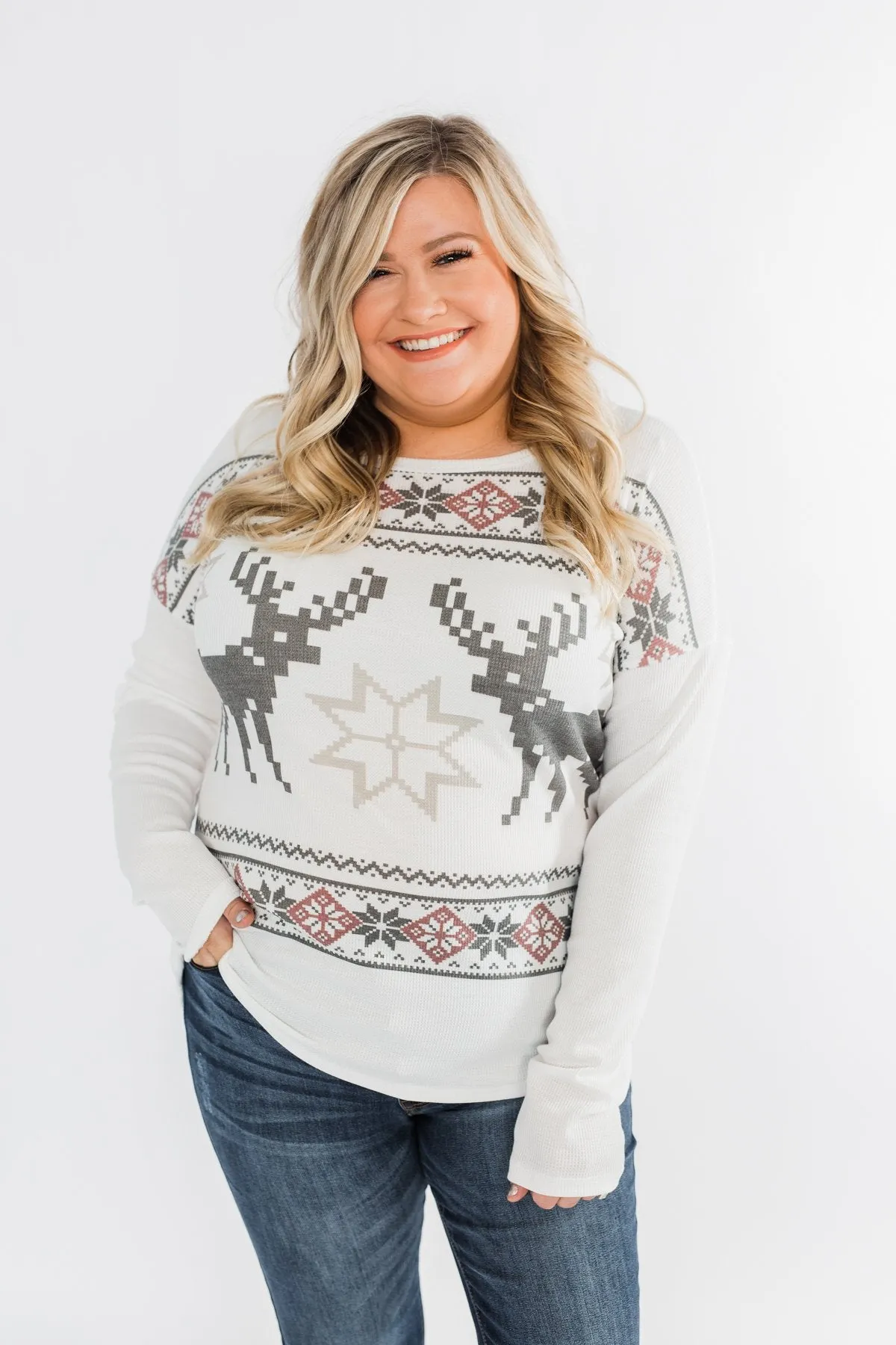 Dashing Through The Snow Thermal Top- Ivory