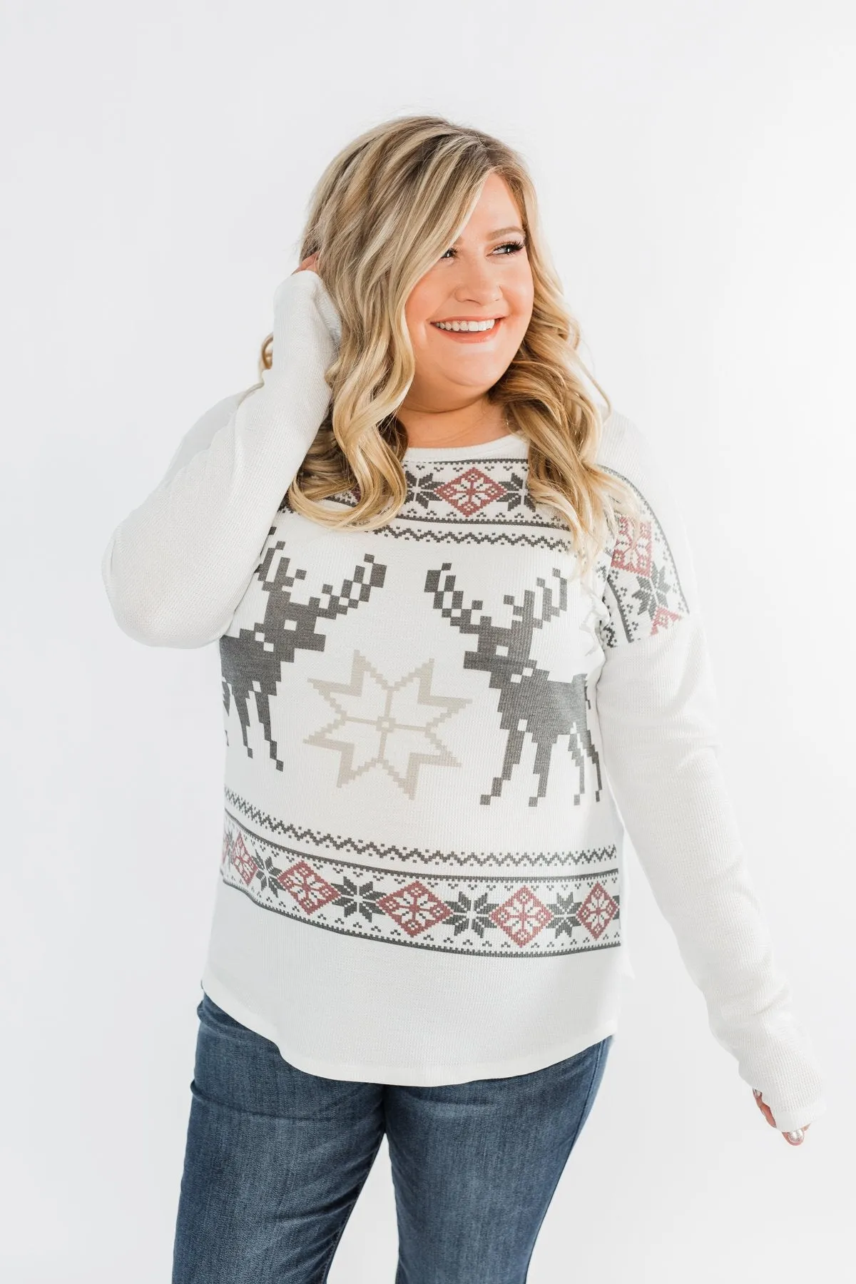 Dashing Through The Snow Thermal Top- Ivory