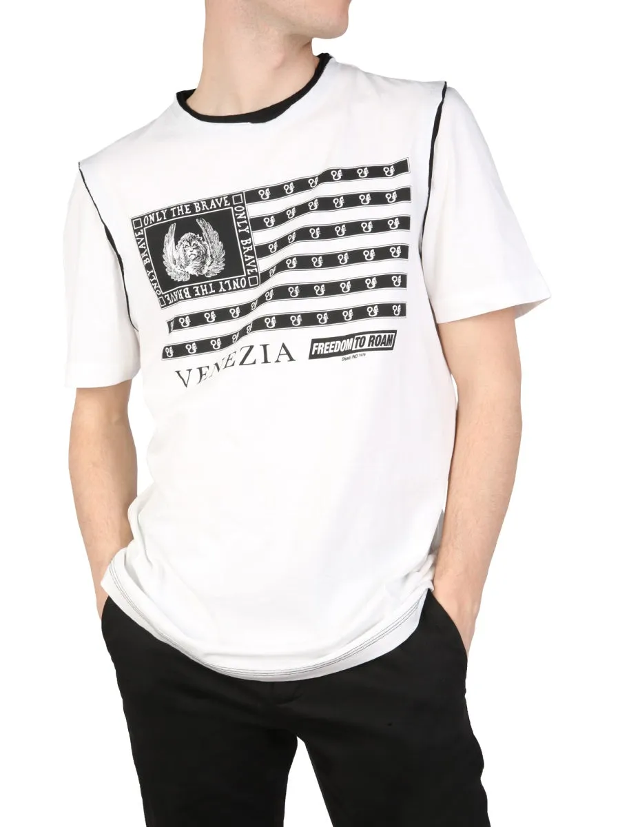 Diesel T-Rolland Graphic Printed Crewneck T-Shirt