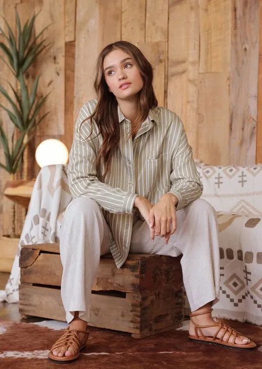 Dusty Olive Tencel Button Down