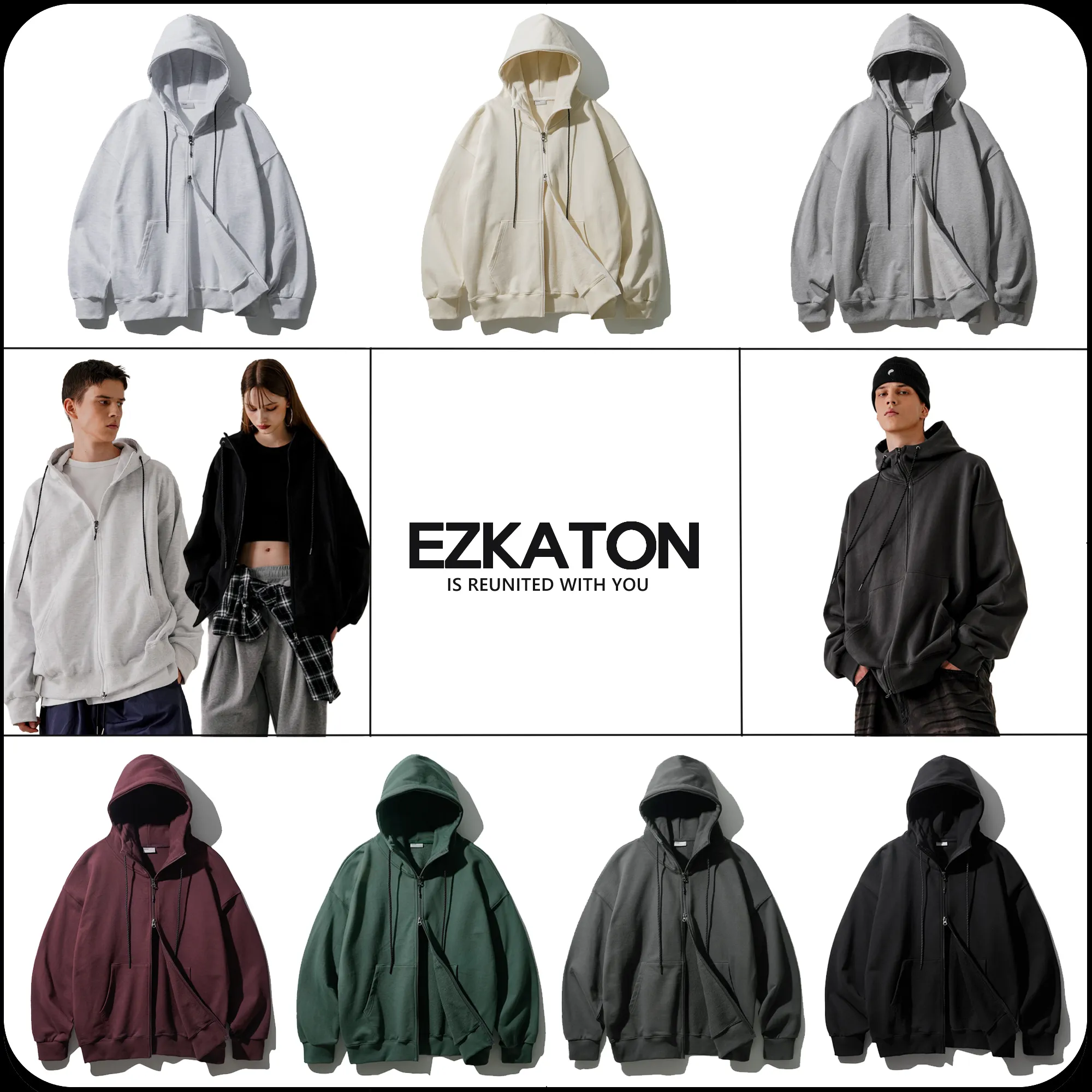 EZKATON  |[ EZKATON ] ★ HEAVY LOOP NECK-UP HOOD ZIP-UP