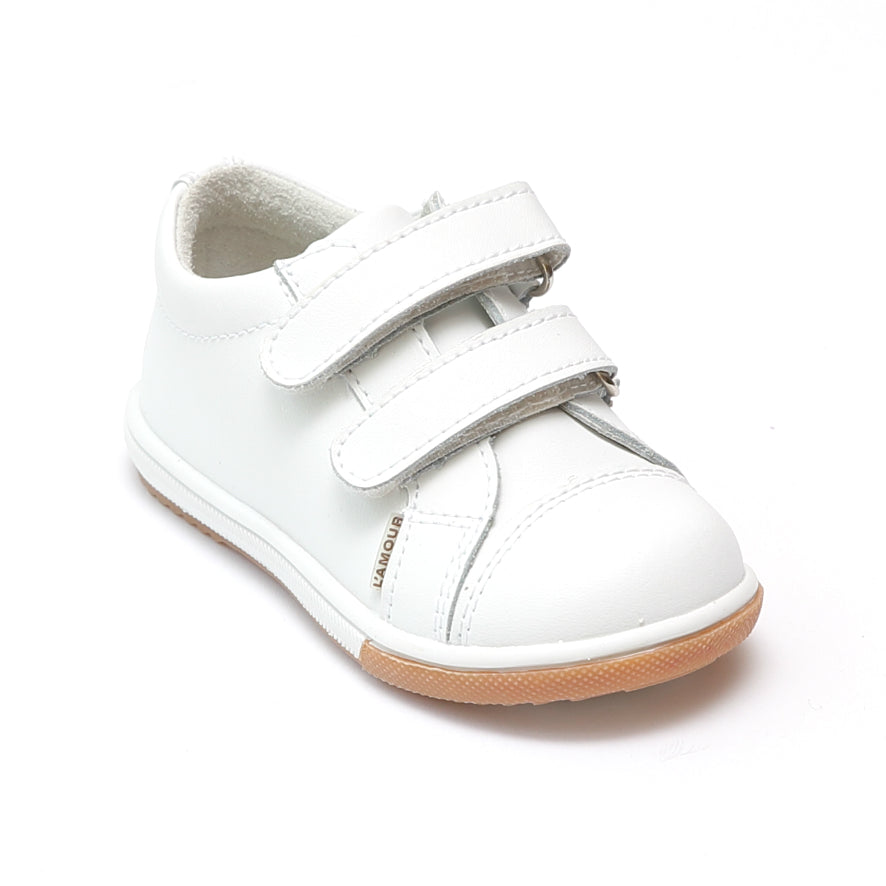 FINAL SALE - L'Amour Girls Double Velcro Leather Sneaker