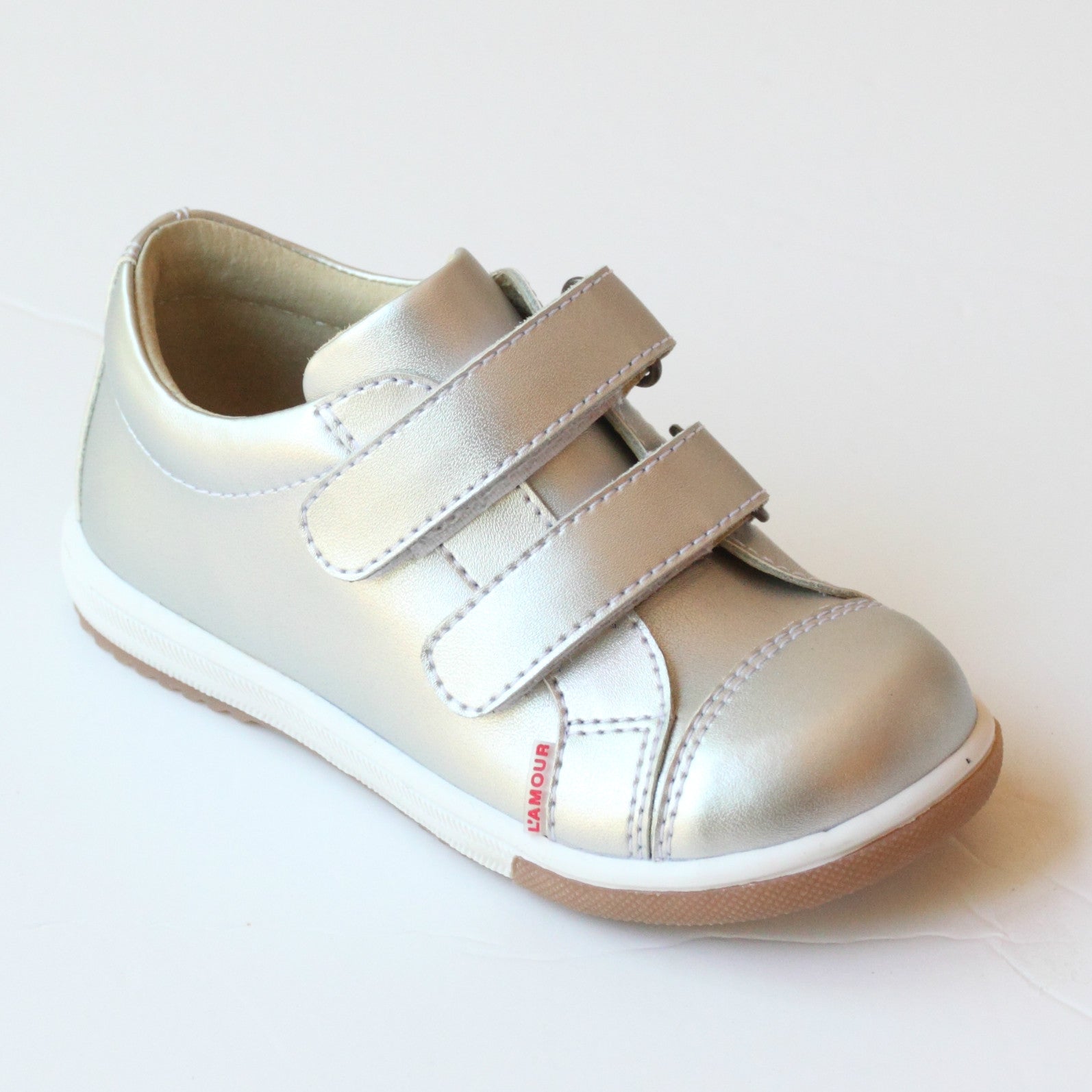 FINAL SALE - L'Amour Girls Double Velcro Leather Sneaker