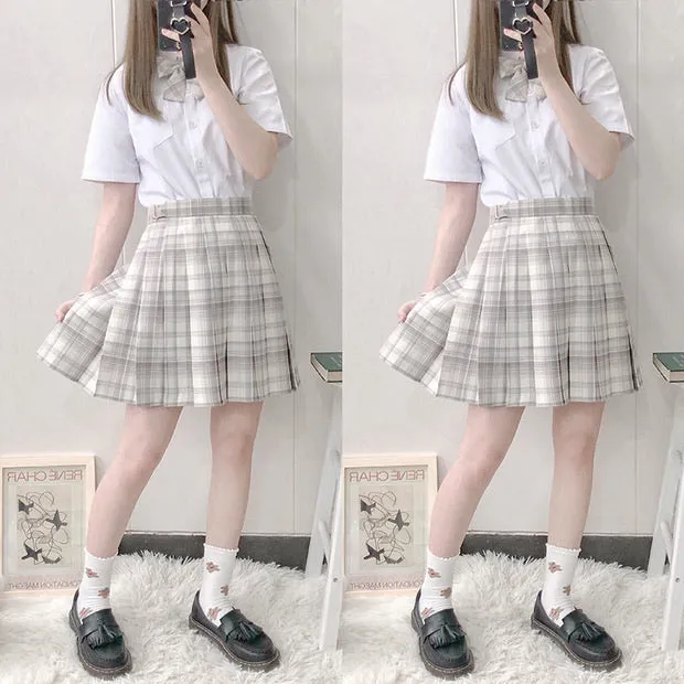 fine snow skirt plaid pleated jk skirt