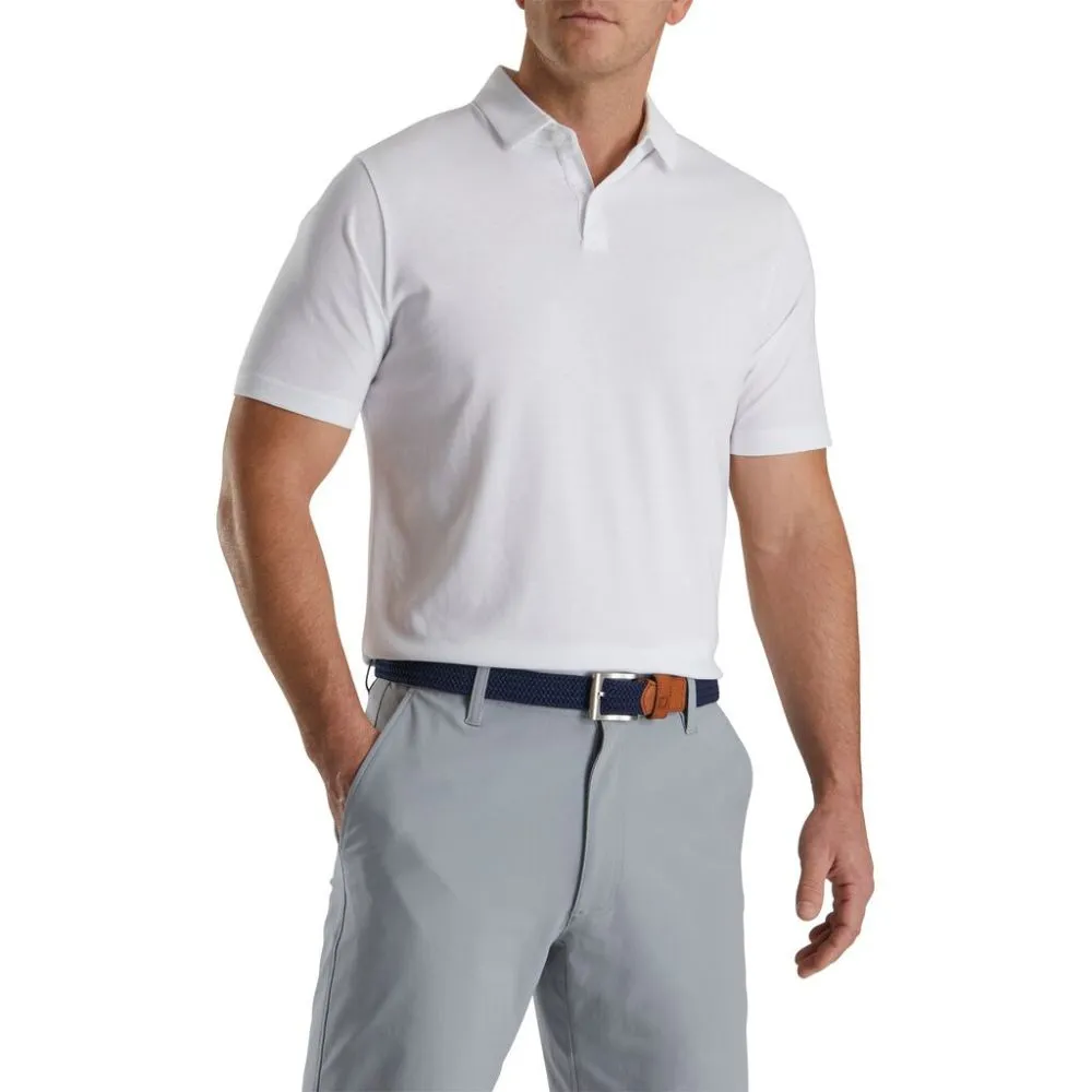 Footjoy Men's Athletic Fit Solid Jersey Golf Polo - Lagoon