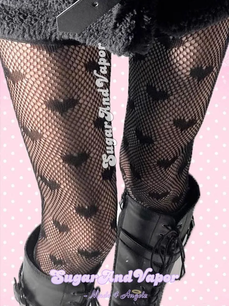 Frankie Cute Heart Fishnet Tights